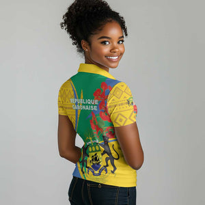 Gabon Independence Day Women Polo Shirt Gabonaise Flamboyant African Pattern