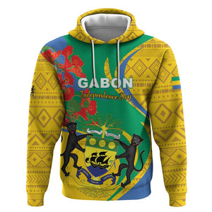 Gabon Independence Day Zip Hoodie Gabonaise Flamboyant African Pattern