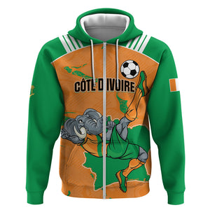 Custom Cote d Ivoire 2026 Football Zip Hoodie Ivory Coast Elephants Proud