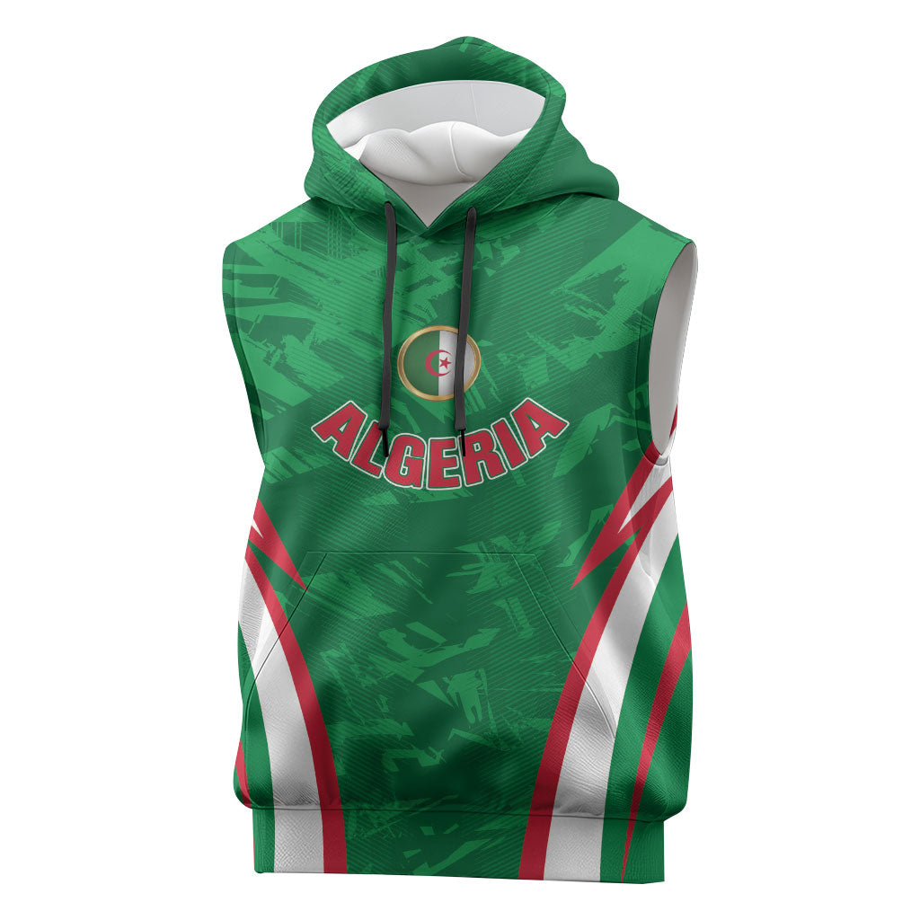 Custom Algeria 2026 Football Sleeveless Hoodie The Fennecs Go Champions