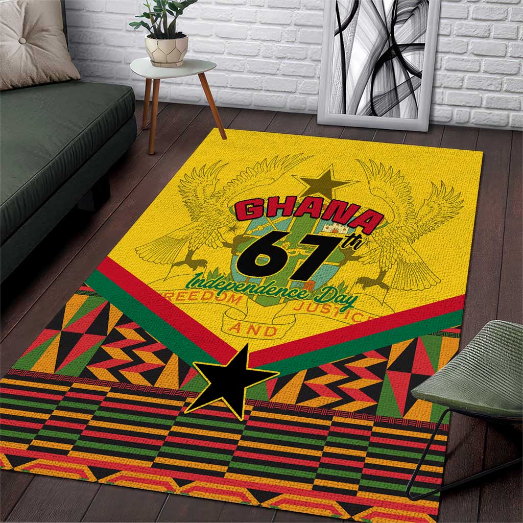 Ghana Independence Day Area Rug with Freedom and Justice and African Pattern