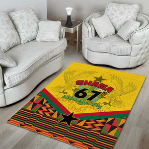 Ghana Independence Day Area Rug with Freedom and Justice and African Pattern