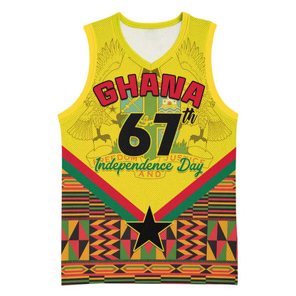 Ghana Independence Day Basketball Jersey with Freedom and Justice and African Pattern LT01