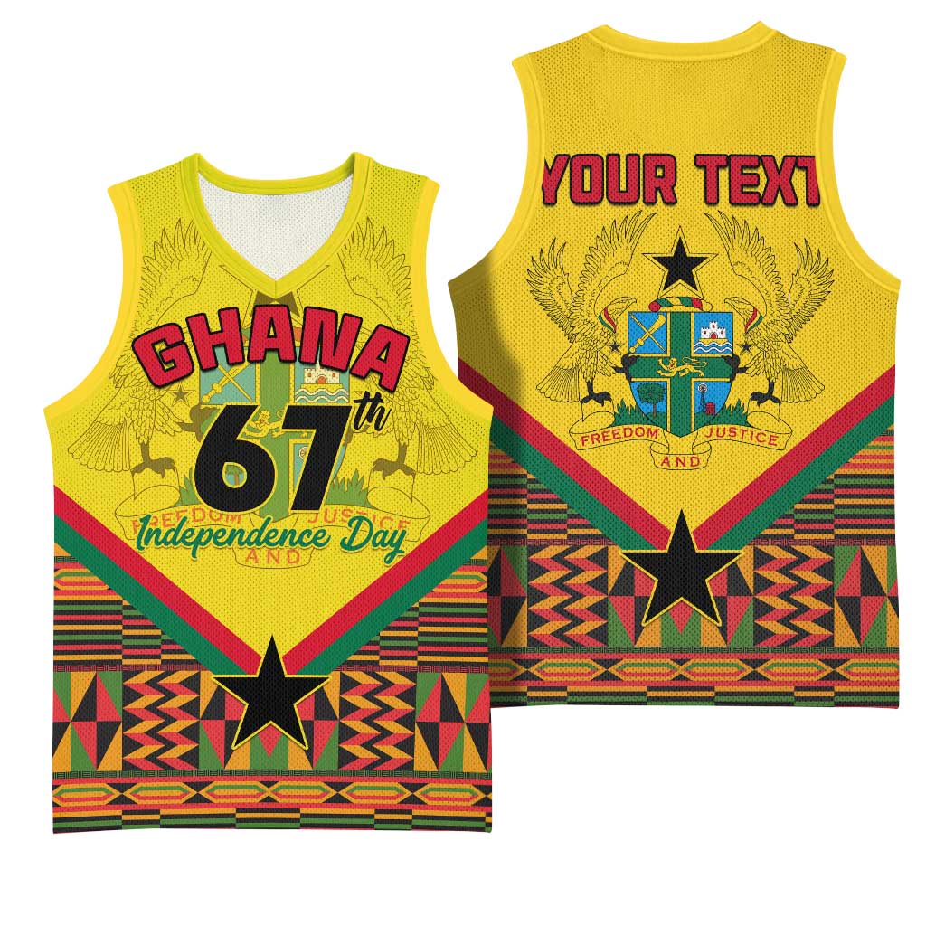 Ghana Independence Day Basketball Jersey with Freedom and Justice and African Pattern LT01