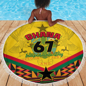 Ghana Independence Day Beach Blanket with Freedom and Justice and African Pattern