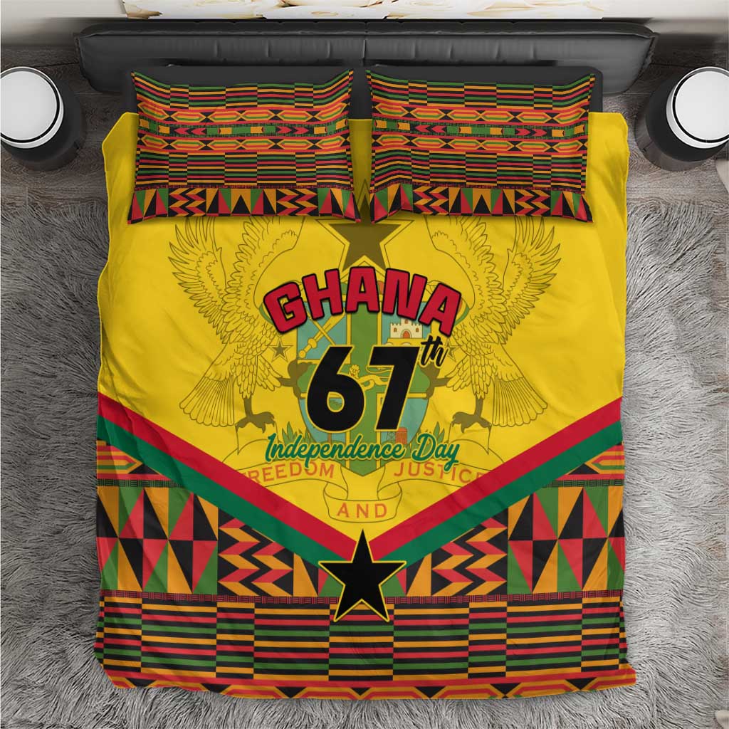 Ghana Independence Day Bedding Set with Freedom and Justice and African Pattern