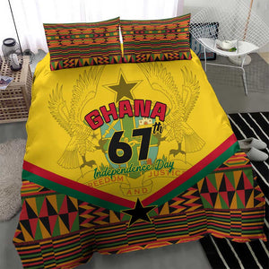 Ghana Independence Day Bedding Set with Freedom and Justice and African Pattern