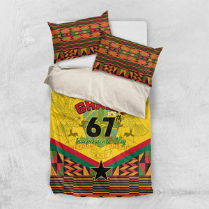 Ghana Independence Day Bedding Set with Freedom and Justice and African Pattern