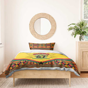 Ghana Independence Day Bedding Set with Freedom and Justice and African Pattern