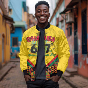 Ghana Independence Day Bomber Jacket with Freedom and Justice and African Pattern