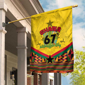 Ghana Independence Day Garden Flag with Freedom and Justice and African Pattern