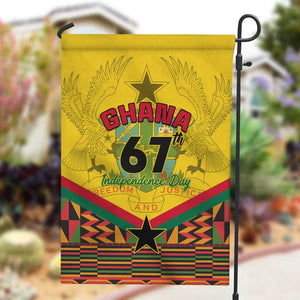 Ghana Independence Day Garden Flag with Freedom and Justice and African Pattern