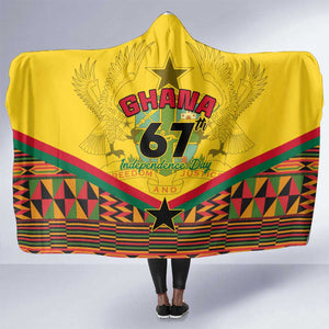 Ghana Independence Day Hooded Blanket with Freedom and Justice and African Pattern