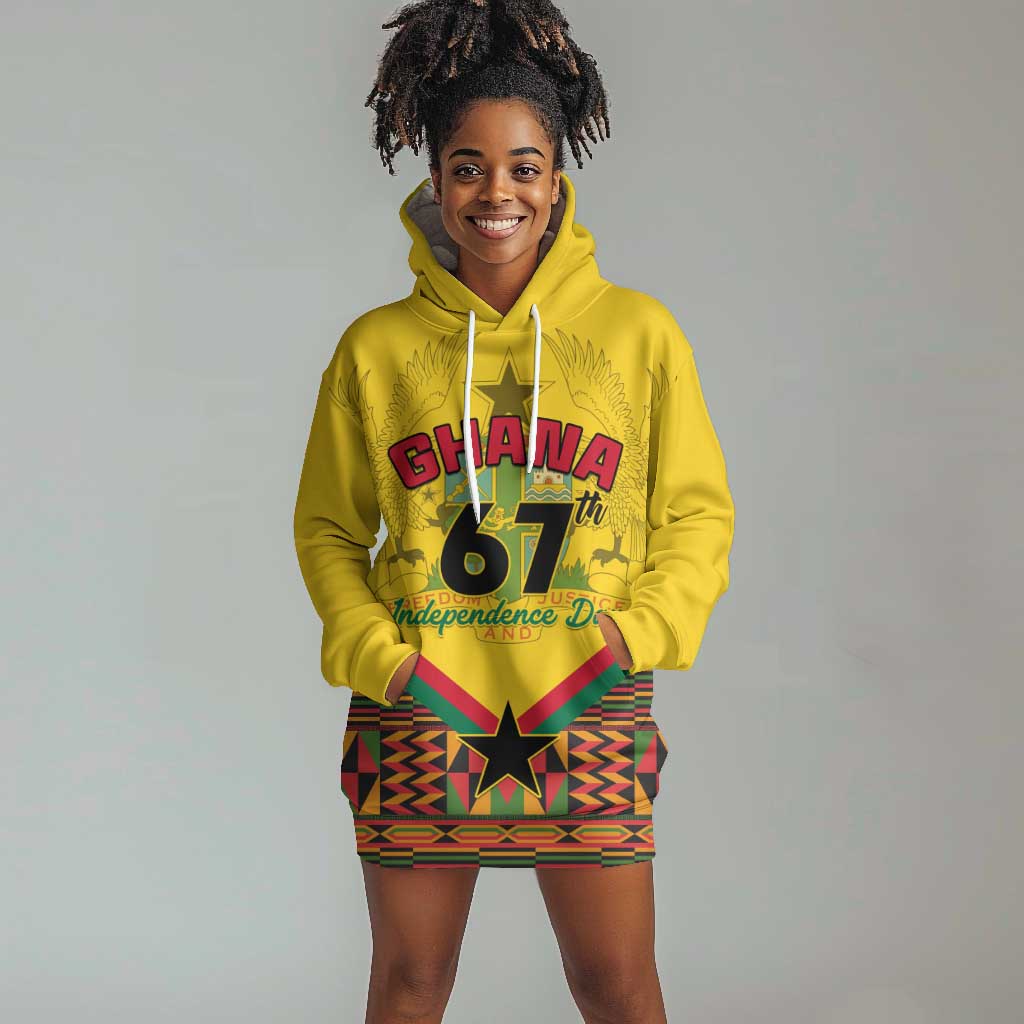 Ghana Independence Day Hoodie Dress with Freedom and Justice and African Pattern