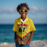 Ghana Independence Day Kid Hawaiian Shirt with Freedom and Justice and African Pattern