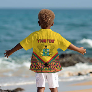 Ghana Independence Day Kid Hawaiian Shirt with Freedom and Justice and African Pattern