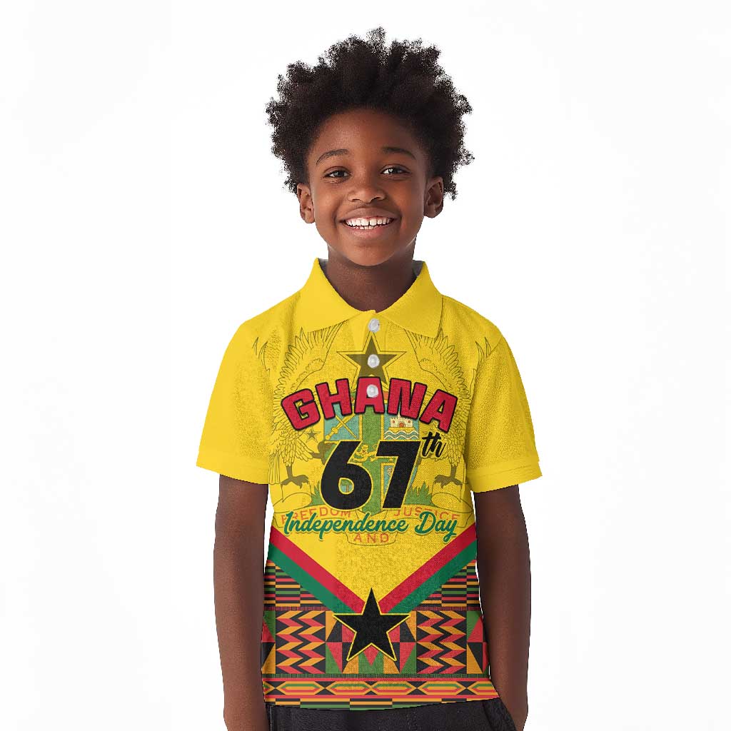 Ghana Independence Day Kid Polo Shirt with Freedom and Justice and African Pattern