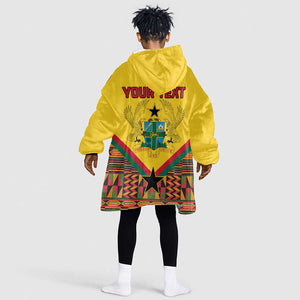 Ghana Independence Day KId Wearable Blanket Hoodie with Freedom and Justice and African Pattern