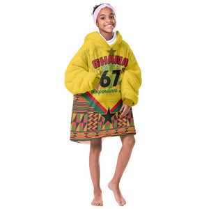 Ghana Independence Day KId Wearable Blanket Hoodie with Freedom and Justice and African Pattern