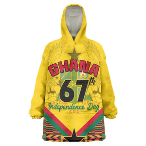 Ghana Independence Day KId Wearable Blanket Hoodie with Freedom and Justice and African Pattern