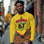 Ghana Independence Day Long Sleeve Shirt with Freedom and Justice and African Pattern LT01