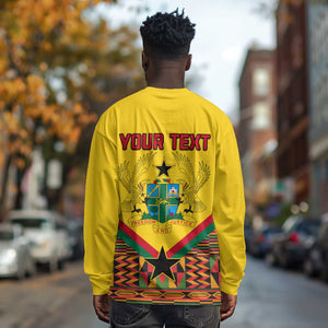 Ghana Independence Day Long Sleeve Shirt with Freedom and Justice and African Pattern LT01