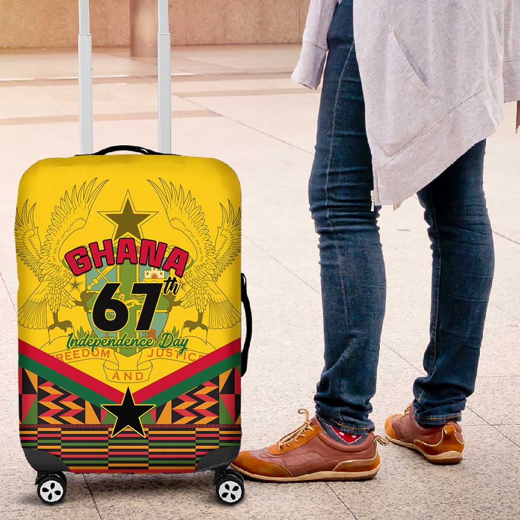 Ghana Independence Day Luggage Cover with Freedom and Justice and African Pattern