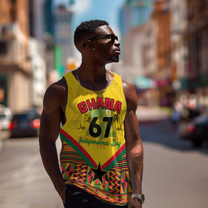 Ghana Independence Day Men Tank Top with Freedom and Justice and African Pattern