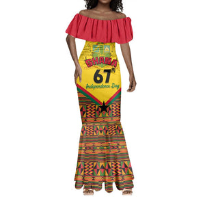 Ghana Independence Day Mermaid Dress with Freedom and Justice and African Pattern