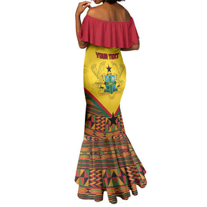 Ghana Independence Day Mermaid Dress with Freedom and Justice and African Pattern