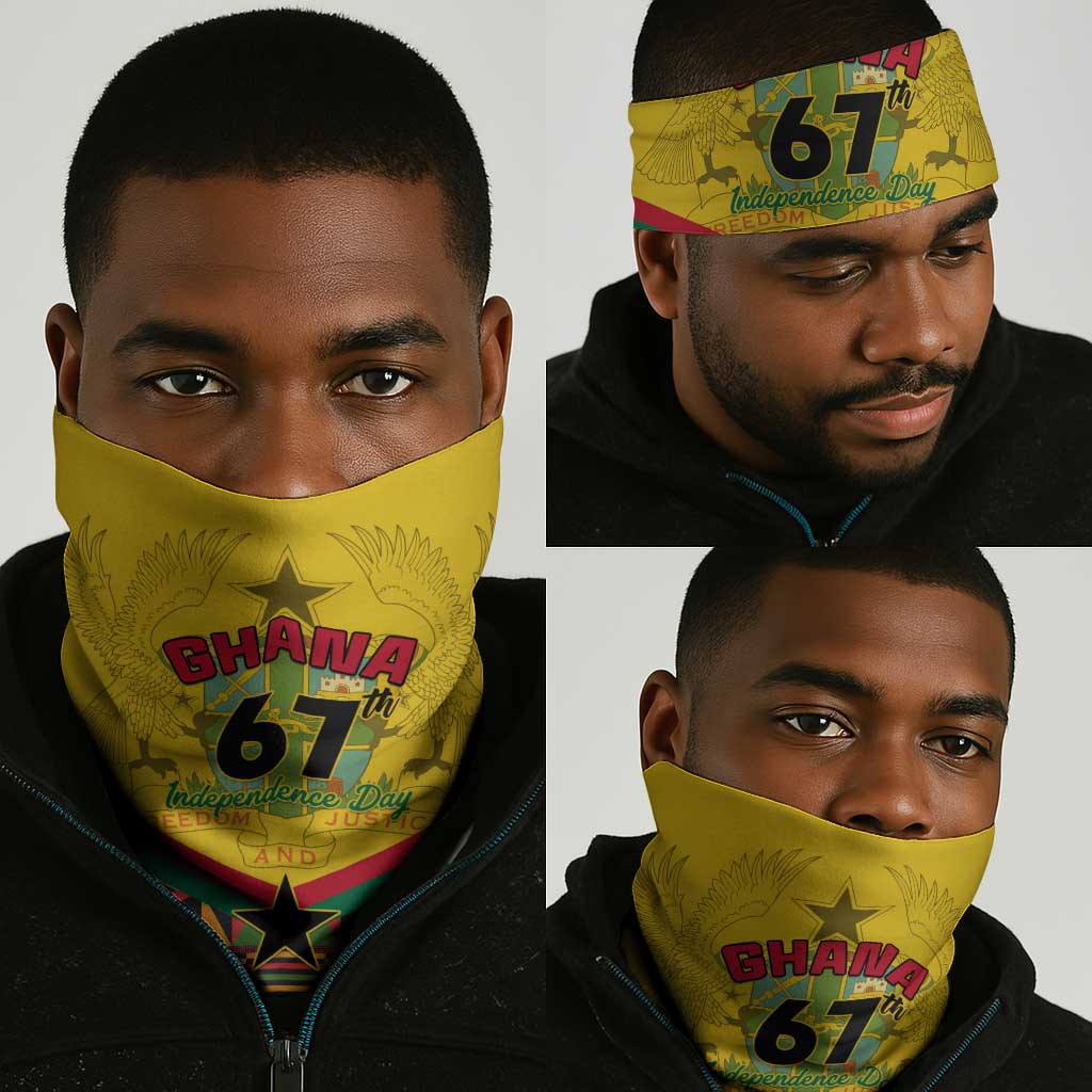 Ghana Independence Day Neck Gaiter Freedom and Justice and African Pattern LT01