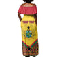 Ghana Independence Day Off Shoulder Maxi Dress with Freedom and Justice and African Pattern