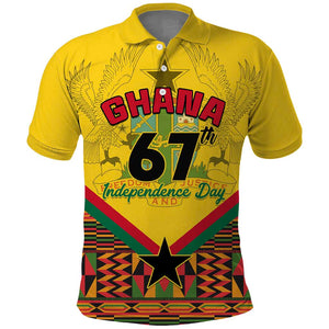 Ghana Independence Day Polo Shirt with Freedom and Justice and African Pattern