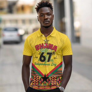 Ghana Independence Day Polo Shirt with Freedom and Justice and African Pattern