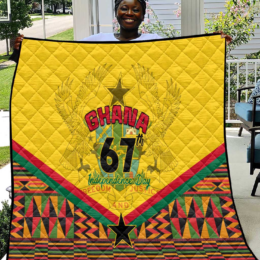 Ghana Independence Day Quilt with Freedom and Justice and African Pattern