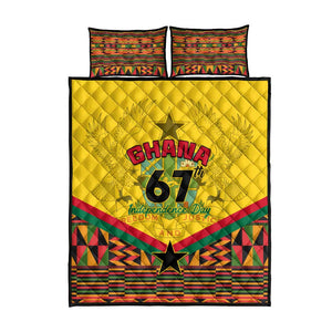 Ghana Independence Day Quilt Bed Set with Freedom and Justice and African Pattern