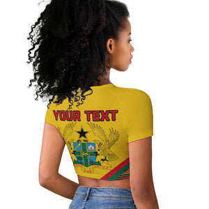 Ghana Independence Day Raglan Cropped T shirt with Freedom and Justice and African Pattern