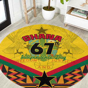 Ghana Independence Day Round Carpet with Freedom and Justice and African Pattern