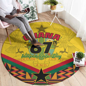 Ghana Independence Day Round Carpet with Freedom and Justice and African Pattern