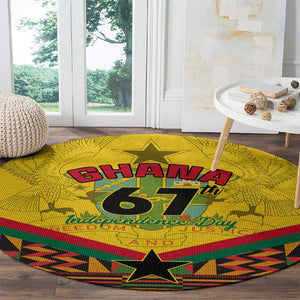 Ghana Independence Day Round Carpet with Freedom and Justice and African Pattern