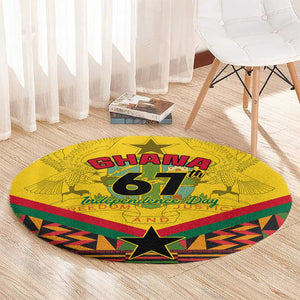 Ghana Independence Day Round Carpet with Freedom and Justice and African Pattern