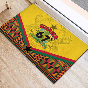 Ghana Independence Day Rubber Doormat with Freedom and Justice and African Pattern