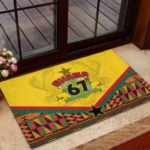 Ghana Independence Day Rubber Doormat with Freedom and Justice and African Pattern