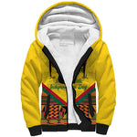 Ghana Independence Day Sherpa Hoodie with Freedom and Justice and African Pattern