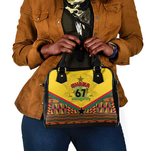 Ghana Independence Day Shoulder Handbag with Freedom and Justice and African Pattern