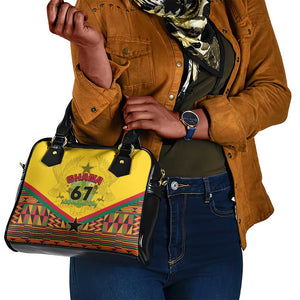 Ghana Independence Day Shoulder Handbag with Freedom and Justice and African Pattern