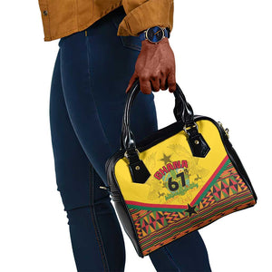 Ghana Independence Day Shoulder Handbag with Freedom and Justice and African Pattern