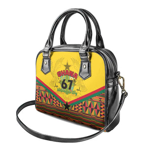 Ghana Independence Day Shoulder Handbag with Freedom and Justice and African Pattern