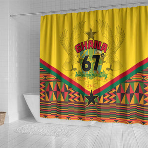 Ghana Independence Day Shower Curtain with Freedom and Justice and African Pattern