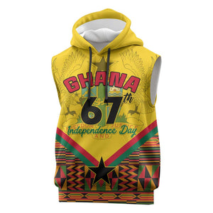 Ghana Independence Day Sleeveless Hoodie with Freedom and Justice and African Pattern - African Pride
